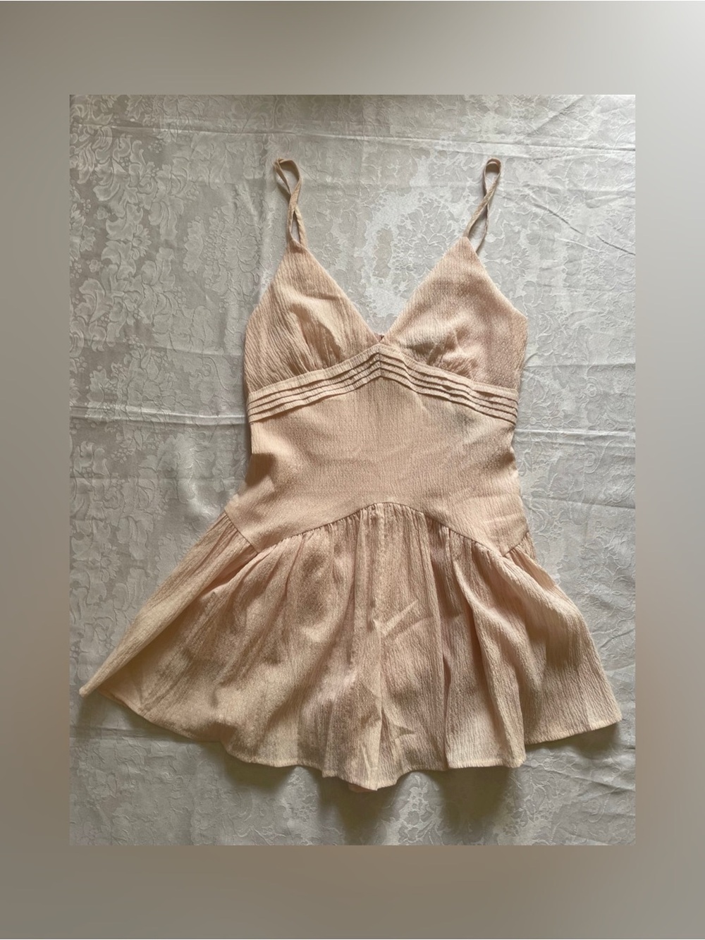 Lulu's Pale Blush Textured Ruffle-Hem Mini Dress